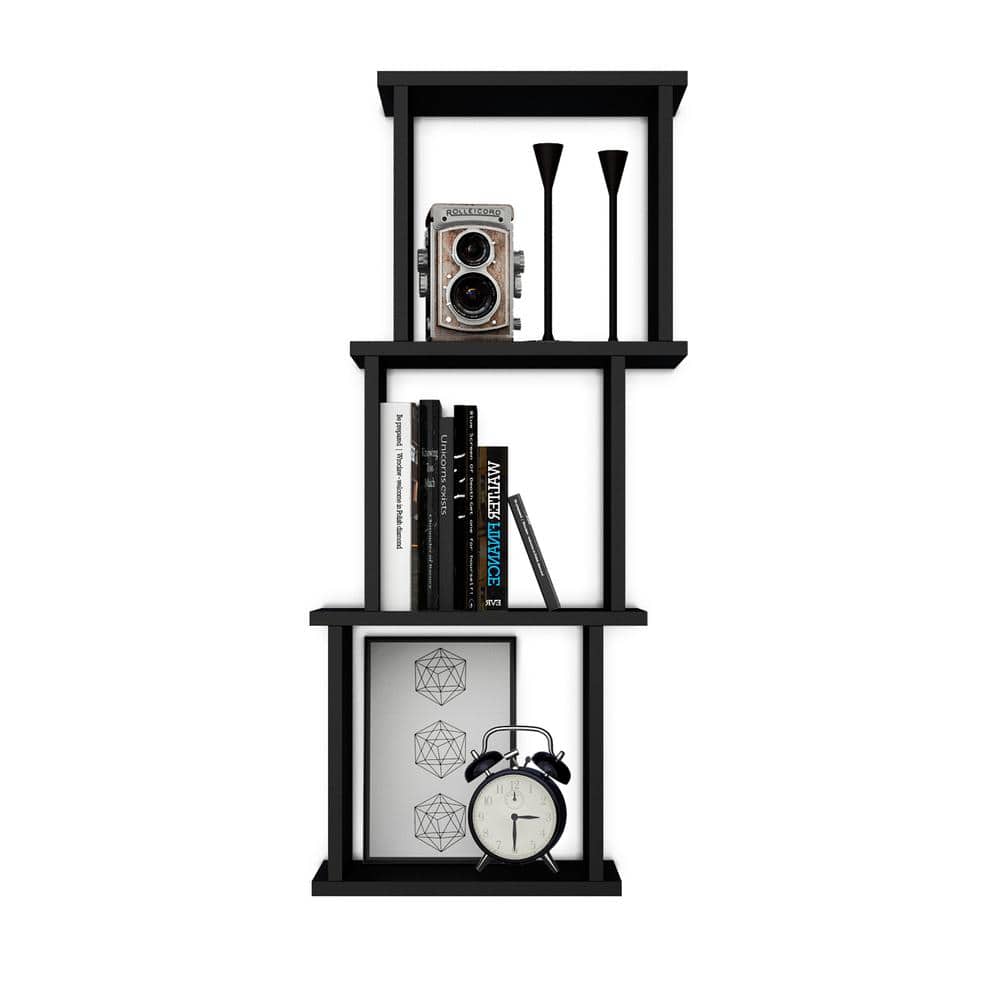 Black MDF 3-Cube Floating Wall Shelf