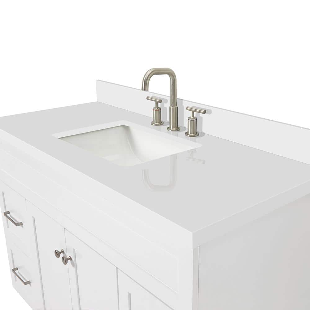 White 49" Freestanding Single Basin Vanity with Quartz Top