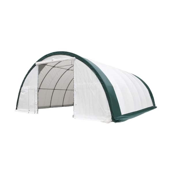40 ft. W x 30 ft. D x 15 ft. H White and Green Metal Carport