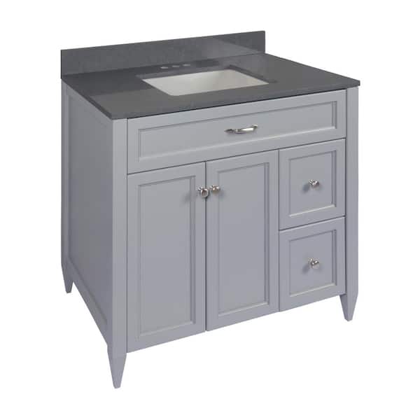 Ella Vail 37 in. W x 22 in. D x 36 in. H Bath Vanity in Gray with Quartz Stone Galaxy Gray Top with White Basin