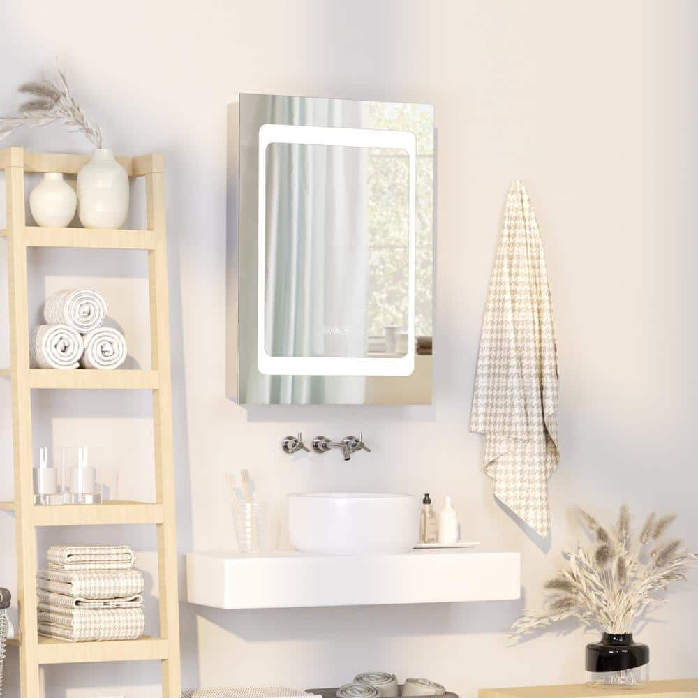 Sleek Stainless Steel LED Lighted Wall-Mounted Medicine Cabinet