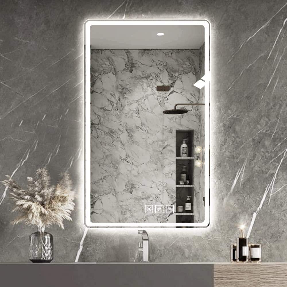 40 in. W x32 in. H LED Rectangle Frameless White Mirror Wall Mounted Dimmab