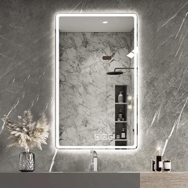 Unbranded 40 in. W x32 in. H LED Rectangle Frameless White Mirror Wall Mounted Dimmable Makeup Mirror