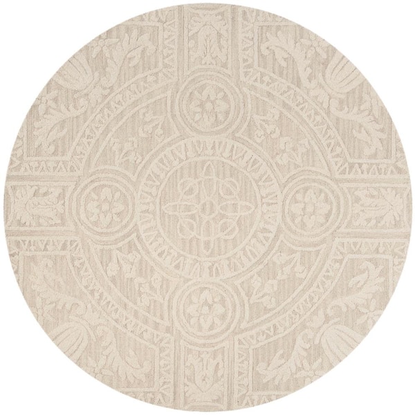 Blossom 8 ft. x 8 ft. Round Light Gray/Ivory High-Low Medallion Area Rug