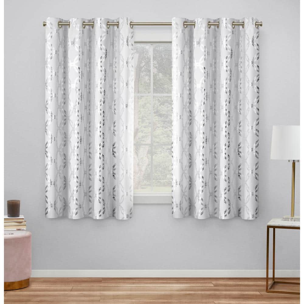 Modo Winter White Ogee Light Filtering Grommet Top Curtain, 54 in. W x 63 i