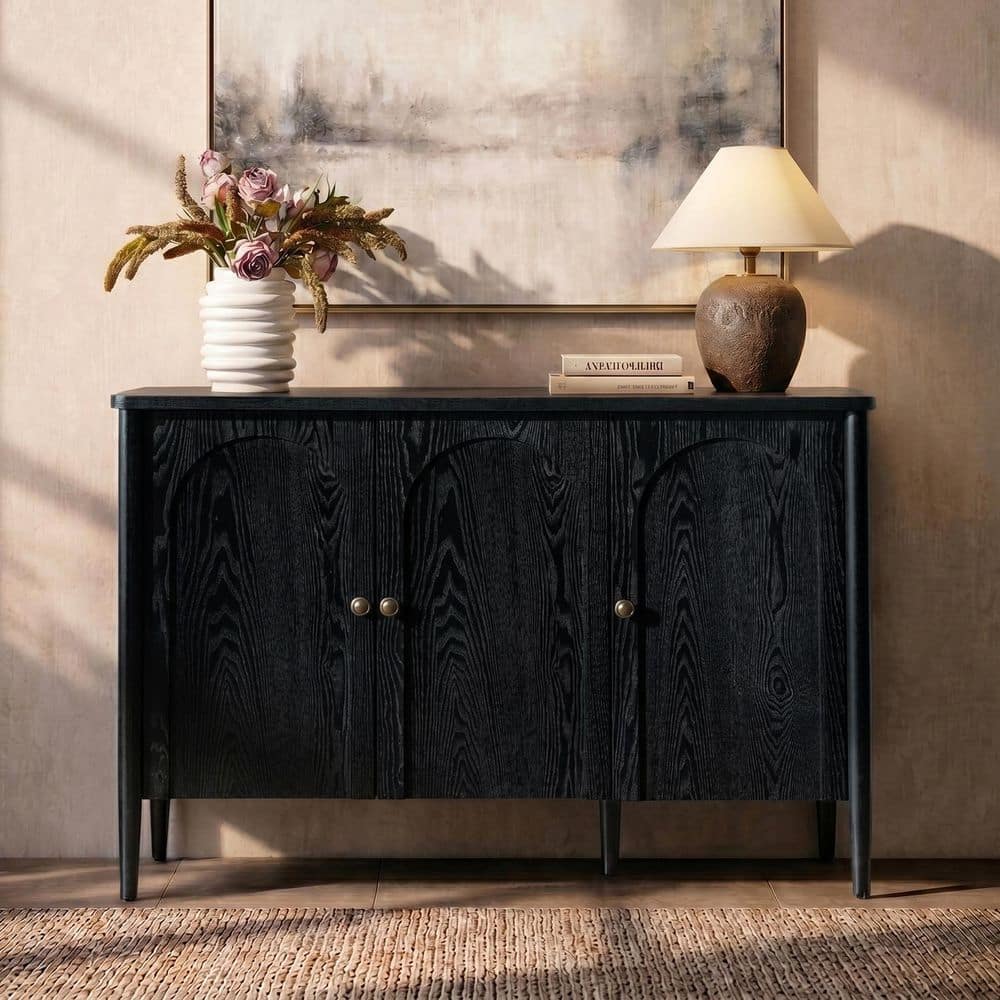 Debra Black Wood 47 in. Modern 3-Door Standard Buffet with Adjustable Shelves price history on PriceWatchPro