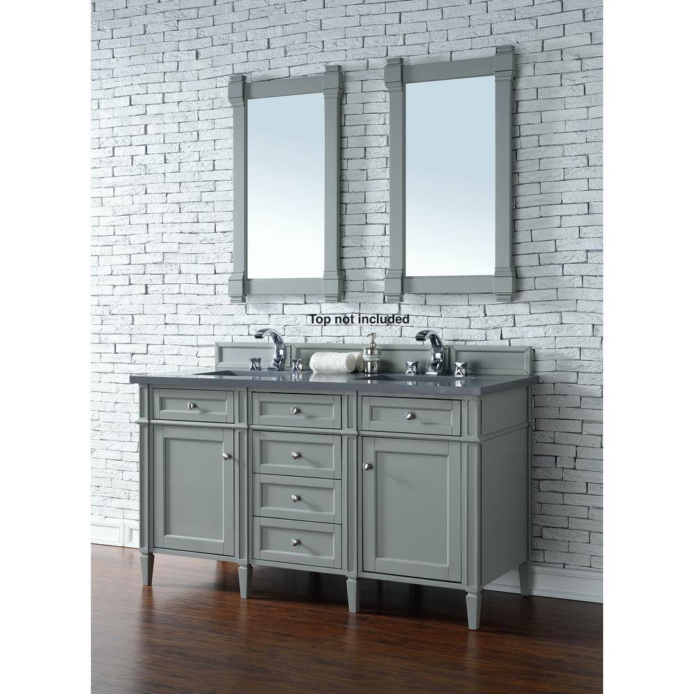 Urban Gray 60" Double Freestanding Solid Surface Vanity with Plywood Base