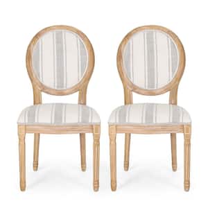 Karter Gray Stripes and Light Beige Upholstered Dining Chair (Set of 2)