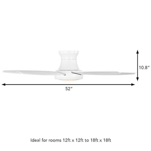 Hampton Bay Tamsin 52 in. Matte White Flush Mount Standard Ceiling