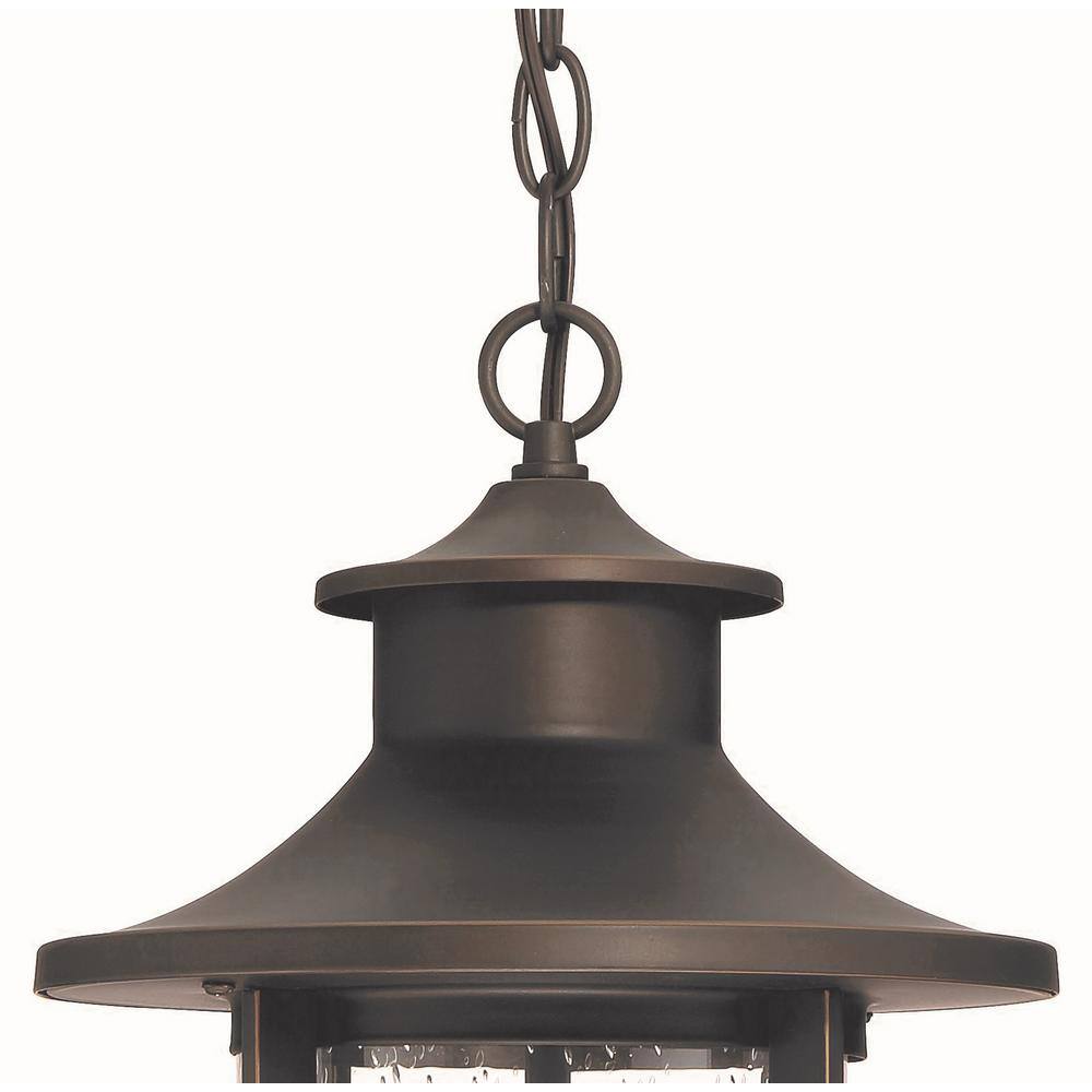 Oil Rubbed Bronze Outdoor Hanging Light with Clear Seeded Glass