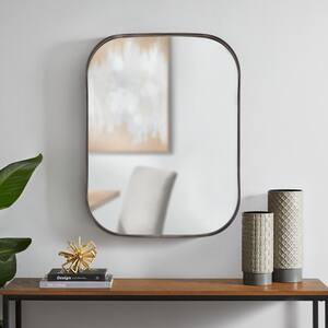 Medium Rectangle Dark Bronze Modern Mirror with Deep-Set Frame and Rounded Corners (32 in. H x 24 in. W)