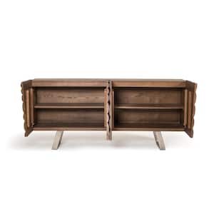 Charlie Walnut Wood 71 in. Buffet Table with Drawers