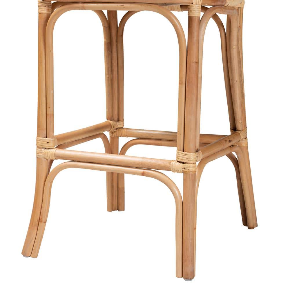 Adrena Natural Brown Rattan Handmade Bohemian Bar Stool