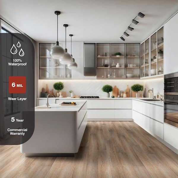 Pinevale Pass Oak 6 MIL x 6 in. x 48 in. Waterproof Click Lock Vinyl Plank Flooring (21.96 sq. ft./case)