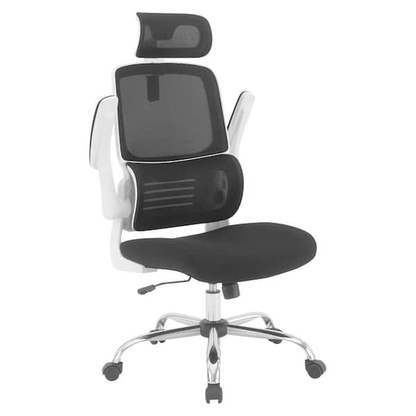 Fabric Seat Adjustable Height, Swivel, Ergonomic Executive Chair in Black with Flip Arms