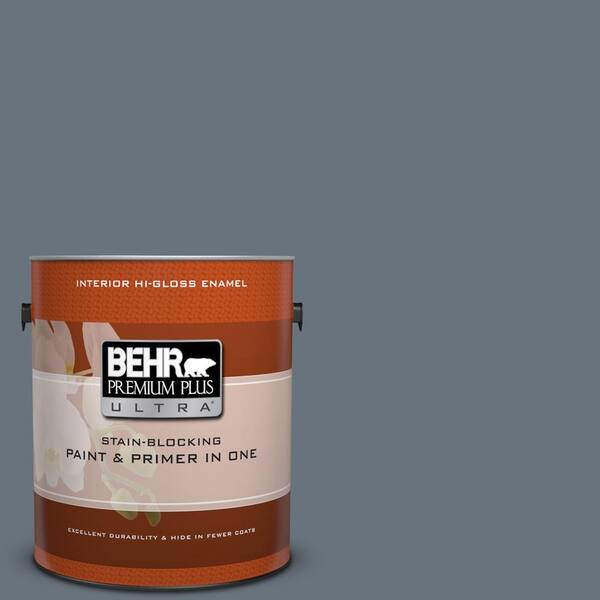 BEHR Premium Plus Ultra 1 gal. #750F-5 Silver Hill Hi-Gloss Enamel Interior Paint and Primer in One