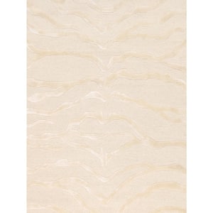 Edgy Ivory 10 ft. x 14 ft. Abstract Silk and Wool Area Rug