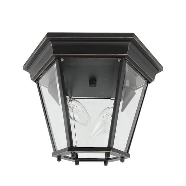 Unbranded 2-Light Imperial Black Outdoor Semi-Flush Mount Light