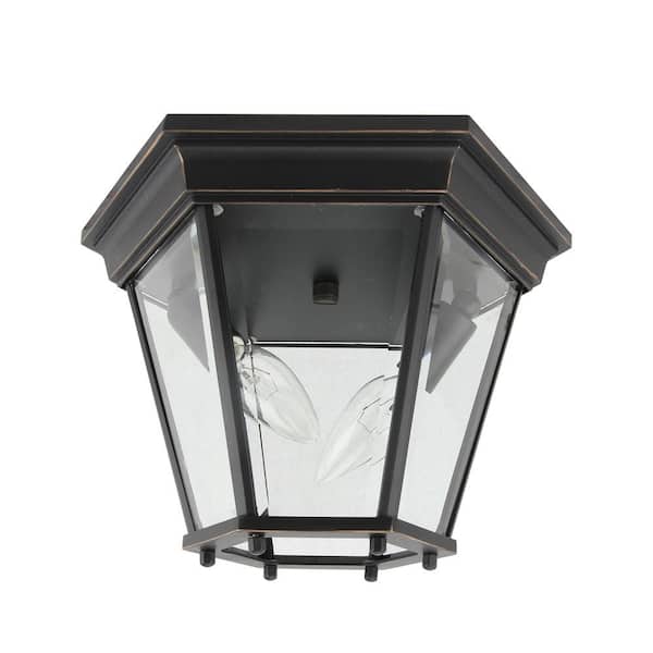 Unbranded 2-Light Imperial Black Outdoor Semi-Flush Mount Light