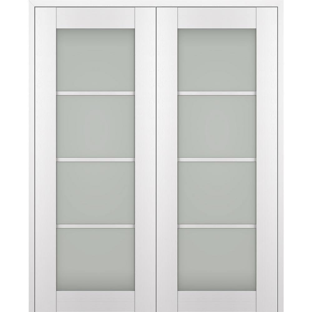 Palladio 4 Lite White Composite French Door with Frosted Glass