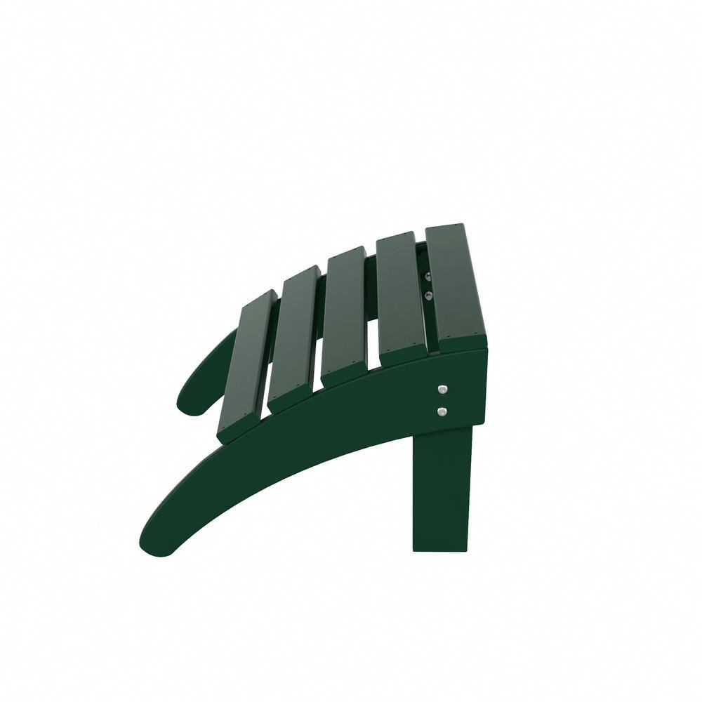 Dark Green HDPE Foldable Curved-Leg Outdoor Ottoman