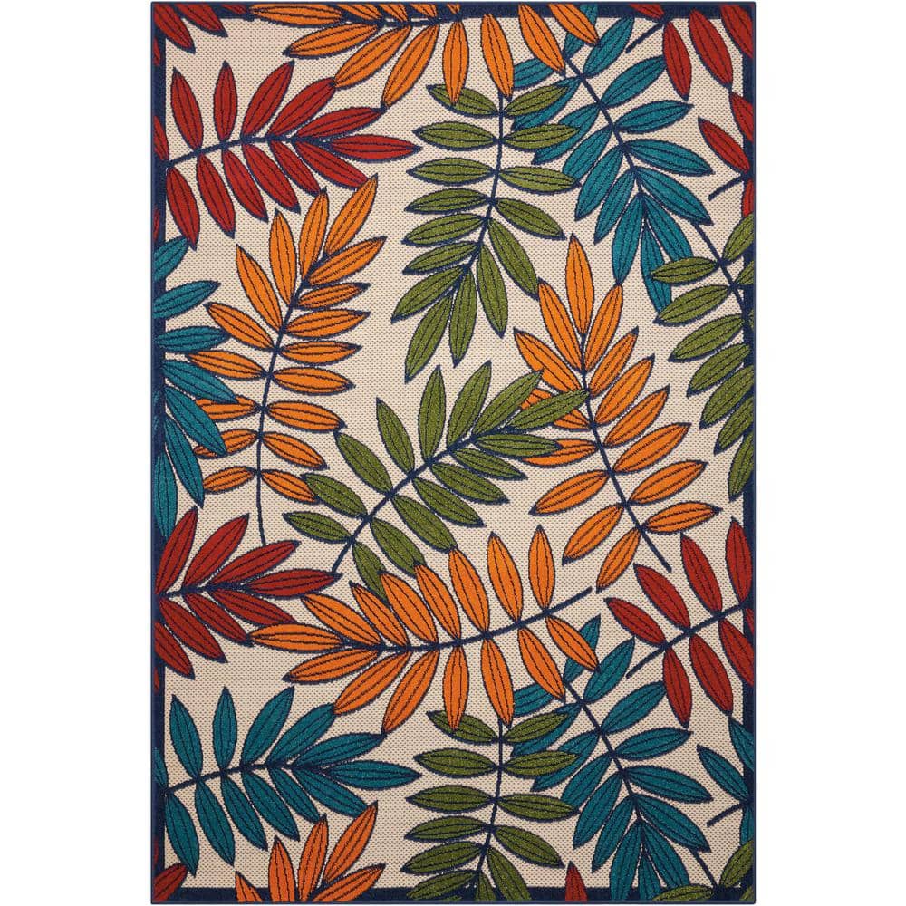 Aloha Multicolor 10 ft. x 13 ft. Floral Contemporary Indoor/Outdoor Patio Area Rug price history on PriceWatchPro