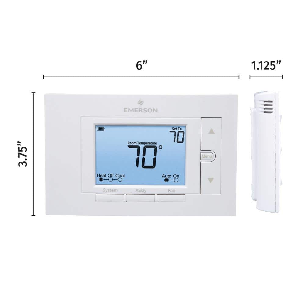 Emerson White Digital Non-Programmable Thermostat with Backlit Display