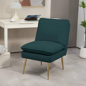 Dark Green 1-Piece Armless Upholstered Leisure Tight Back Accent Side Chair with Cushion