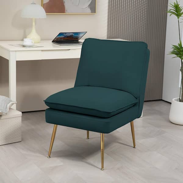 JEAREY Dark Green 1-Piece Armless Upholstered Leisure Tight Back Accent Side Chair with Cushion