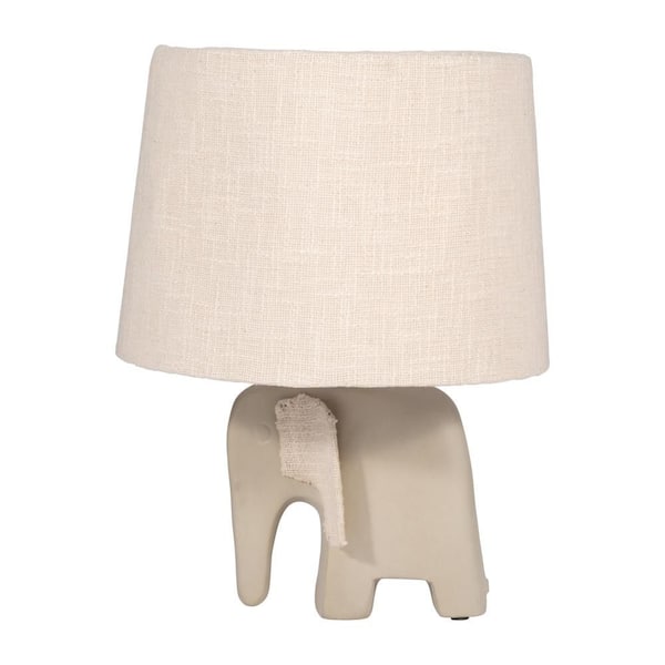 Liv & Skye 18 in. Beige Ceramic Bohemian Elephant Table Lamp