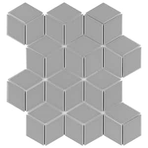 Metro Rhombus Glossy Light Grey 10-1/2 in. x 12-1/8 in. Porcelain Mosaic Tile (9.0 sq. ft./Case)