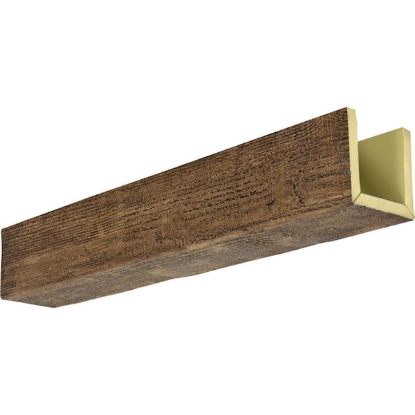 6 in. x 6 in. x 18 ft. 3-Sided (U-Beam) Rough Sawn Premium Aged Faux Wood  Ceiling Beam