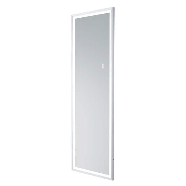 Tatahance 22 in. W x 65 in. H White Rectangle Aluminum Frame Floor Mirror with LED Light and Touch Switch