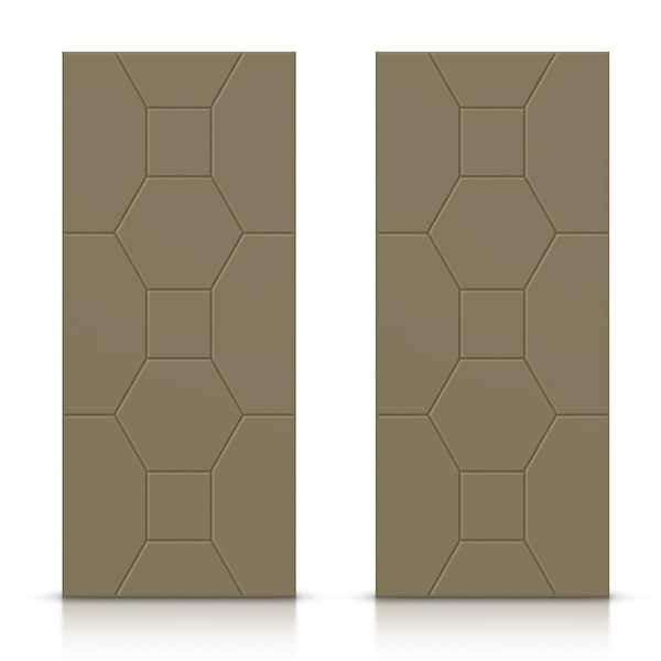 CALHOME 72 in. x 80 in. Hollow Core Olive Green Painted Composite MDF Interior Double Closet Sliding Doors