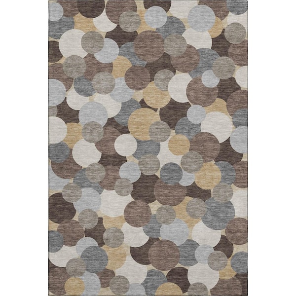 Mayfield Premium Machine Washable Abstract AMF2450 Chocolate 3 ft. x 5 ft. Area Rug