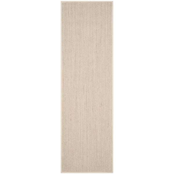 SAFAVIEH Natural Fiber Marble/Beige 3 ft. x 22 ft. Border Runner Rug