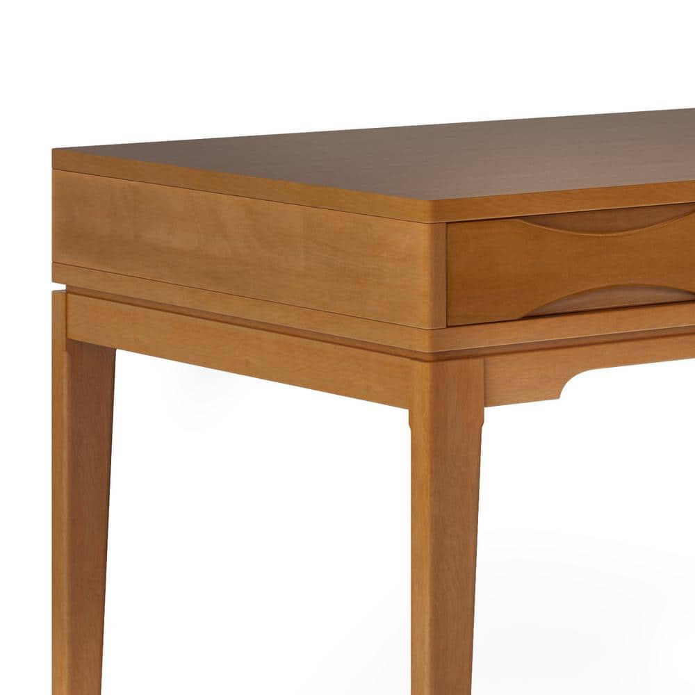 Harper Solid Rubberwood 60" Wide Light Golden Brown Office Desk with Keyboard Tray