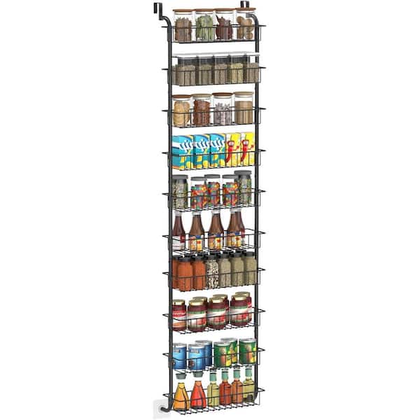 Oumilen 10-Tier Over the Door Hanging Pantry Door Storage with 10 Baskets Behind the Closet Door Storage Black