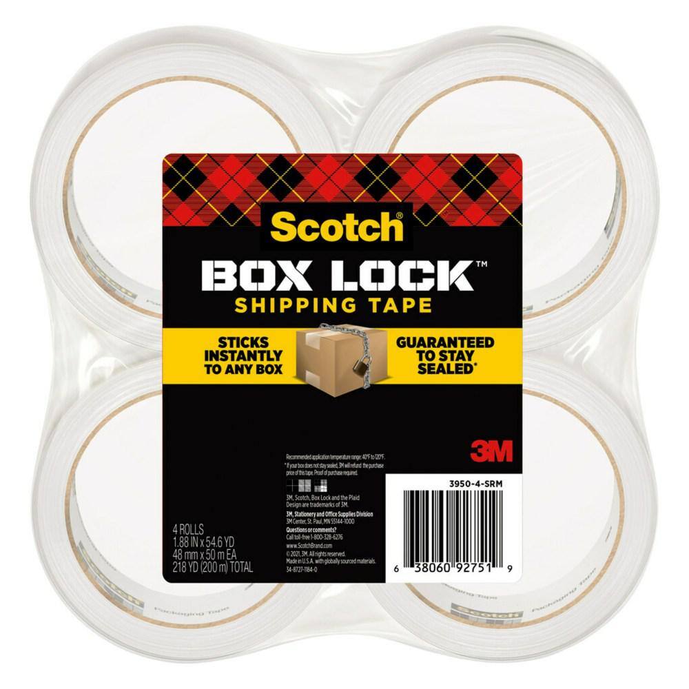 Scotch 1.88 in. x 163.8 ft. Box Lock Packaging Tape (4Case, 4Packs