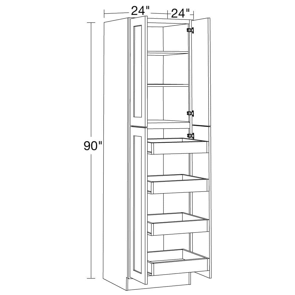 Newport Deep Onyx Plywood Shaker Assembled Pantry Kitchen Cabinet 4 ROT ...