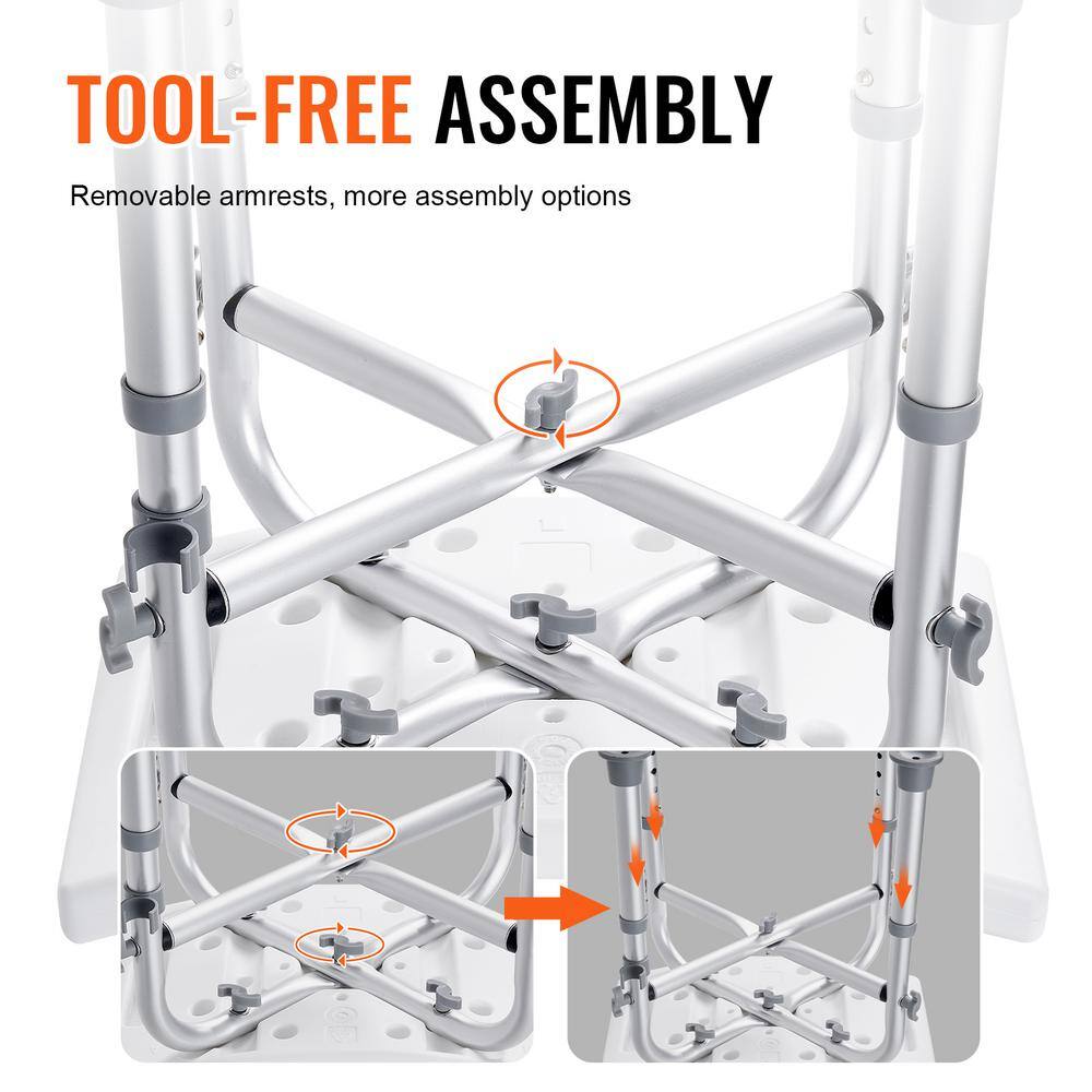 Adjustable Height Multicolor Plastic Shower Chair with Crossbar Support