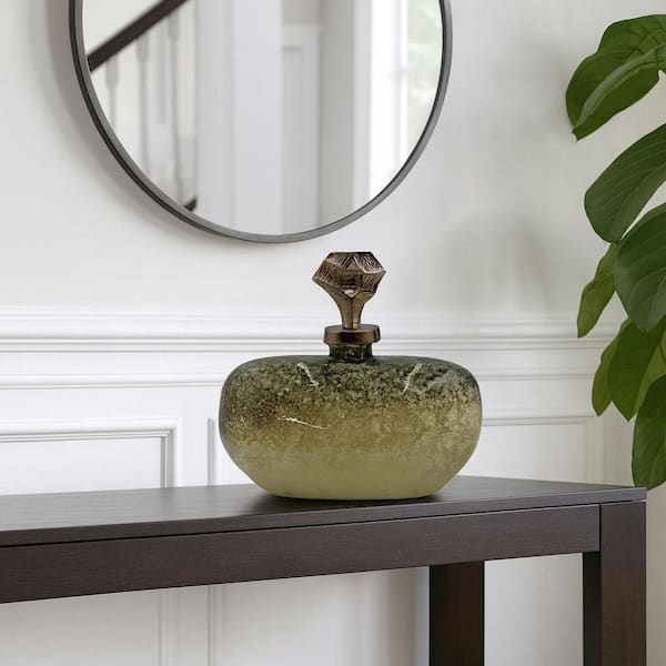 Gold 12 in. x 10 in. Wide Handmade Aluminum and Glass Bottle Sculpture