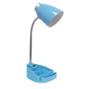 18.5 in. Blue Modern Organizer Desk Lamp with Flexible Gooseneck and Plastic Cone Shade