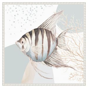 "Ocean Bubbles Striped Fish" by Patricia Pinto 1-Piece Floater Frame Giclee Animal Canvas Art Print 22 in. x 22 in.