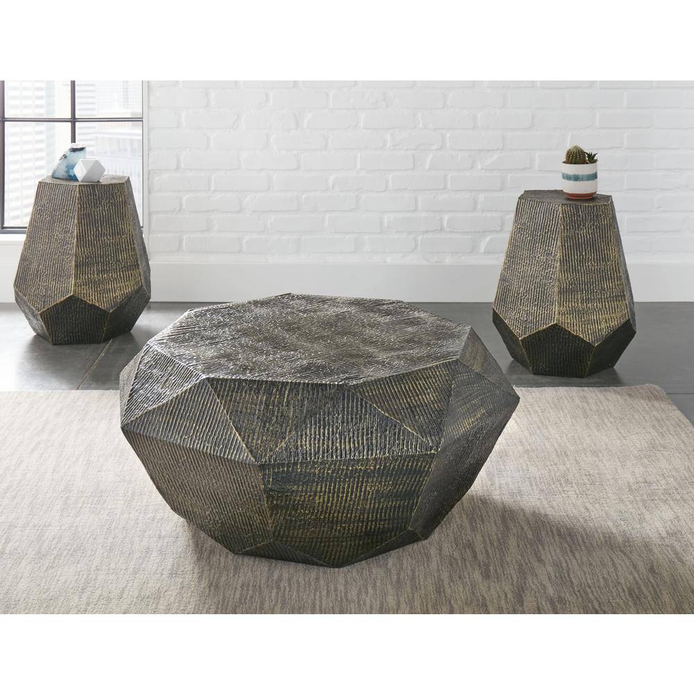 Donato Hexagonal Gold Metal End Table