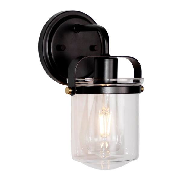 Designers Fountain - Jaxon 6 in. 1-Light Oil Rubbed Bronze Industrial Wall Sconce with Clear Glass Shade