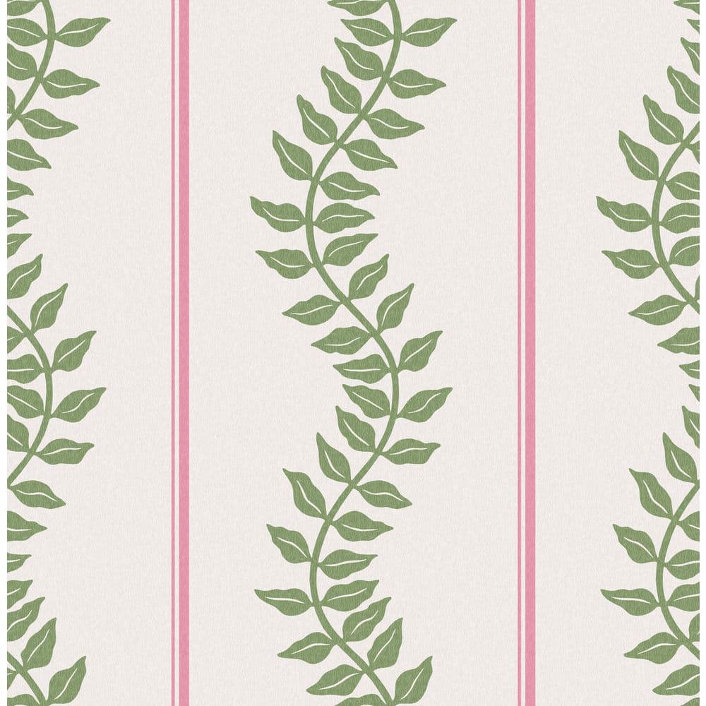 Laurel Leaf Stripe Pink and Green Wallpaper price history on PriceWatchPro