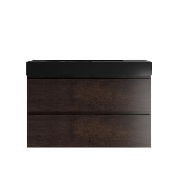 Alice 36.00 in. W x 18.10 in. D x 25.20 in. H Single Sink Wall Mounting Bath Vanity in Rose Wood with Black Top