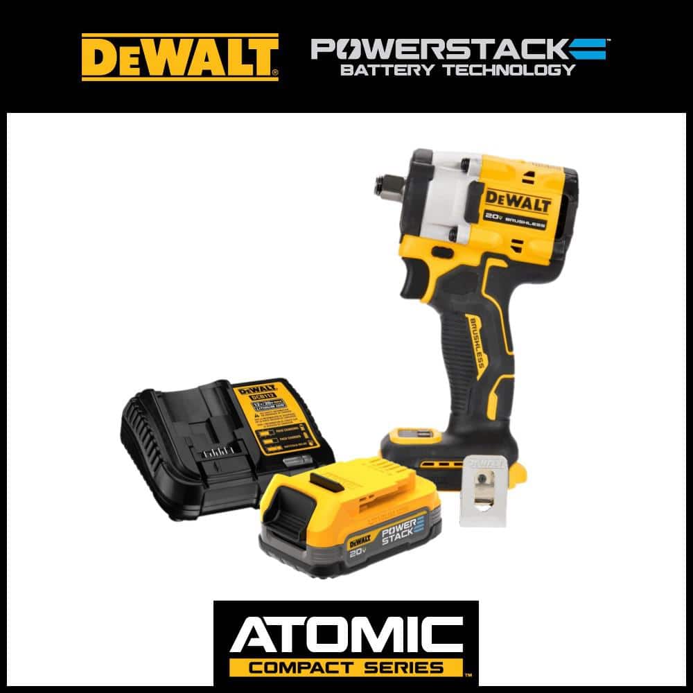 DeWALT 20V Cordless 1/2 in. Impact Wrench and 20V MAX POWERSTACK Compact Battery Starter Kit