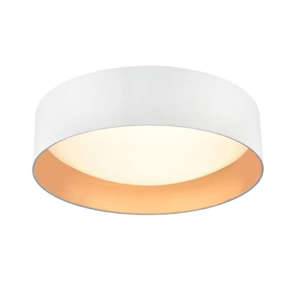 Rosata 16 in. White Integrated LED Modern/Contemporary Flush Mount Light with White Fabric Shade